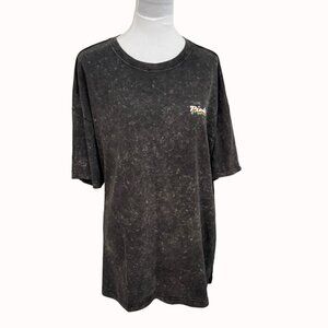 Victorias Secret Pink Dog Print TShirt Black Acid Wash Tee One Size Boardwalk